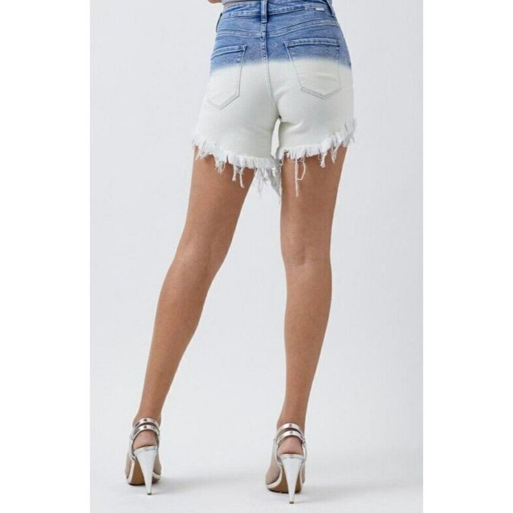 Risen Jeans - High Rise Ombre' Denim Cut-Off Shorts - Picture 3 of 4